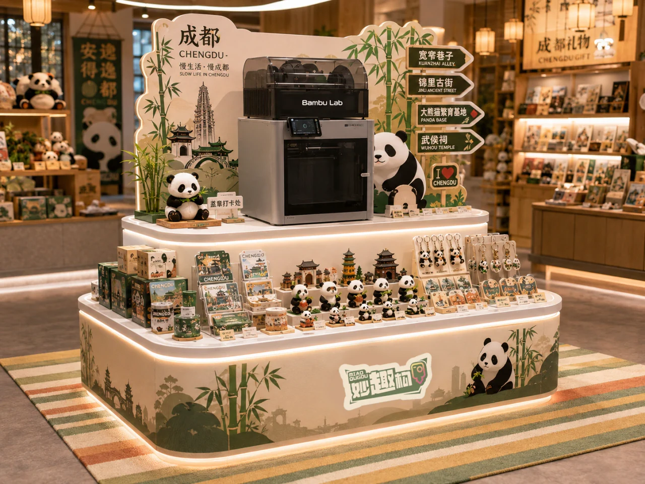 成都熊猫主题文创展示台与3D打印设备应用场景